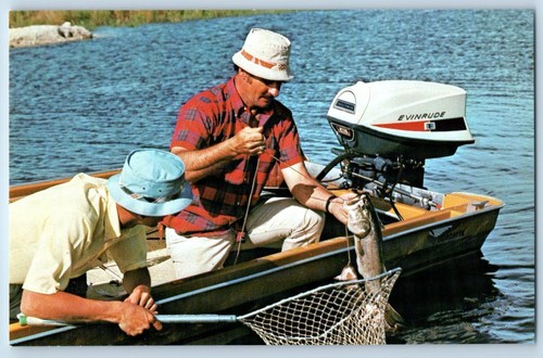 Fishing boat postcard - fishing, evinrude