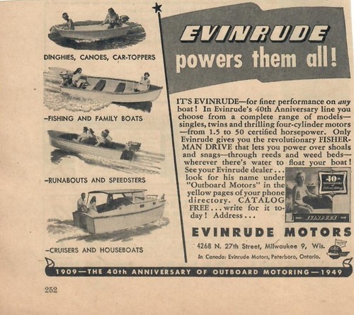 1949 evinrude outboard motor - evinrude,