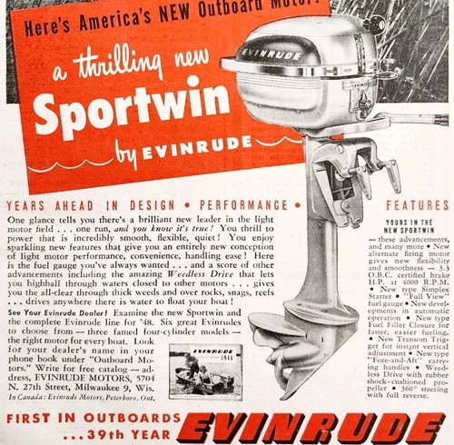 1948 evinrude sportwin - evinrude,