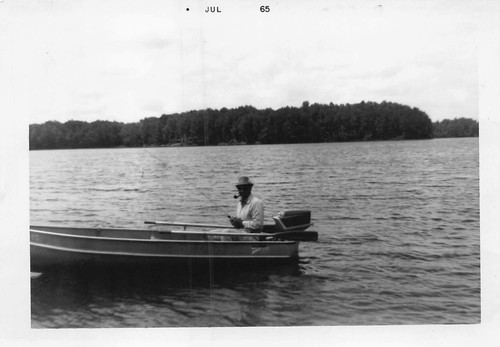 Vintage 1965 man fishing boat - vintage,