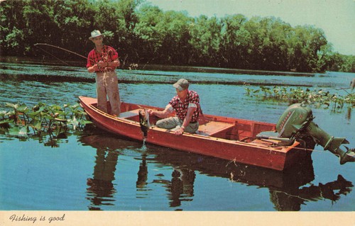 Postcard fishing boating - postcard,