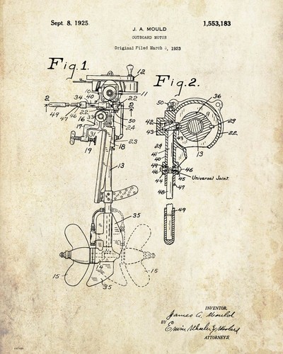 Outboard boat motor patent art - motor,